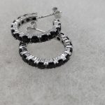 Sterling silver black cubic hoops