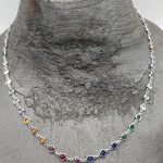 Sterling silver necklace with multicolour cubic zirconia