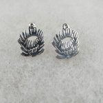 Sterling silver protea stud earrings