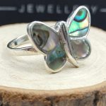 Sterling silver butterfly ring with abalone shell