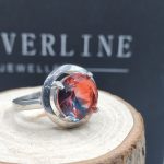 Sterling silver ring with rainbow tourmaline