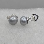 Sterling silver clip on earrings with grey freshwater pearls