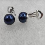 Sterling silver clip on earrings with blue freshwater pearls