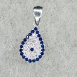 Sterling silver evil eye pendant with cubic zirconia detail