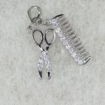 Sterling silver hairdresser pendant with comb and scissors