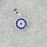 Sterling silver round evil eye pendant
