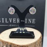 Sterling silver stud earrings with multicolour cubic zirconia