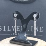 Sterling silver dangly rope stud earrings with cubic zirconia