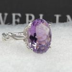Sterling silver ring with 10mmx5mm amethyst