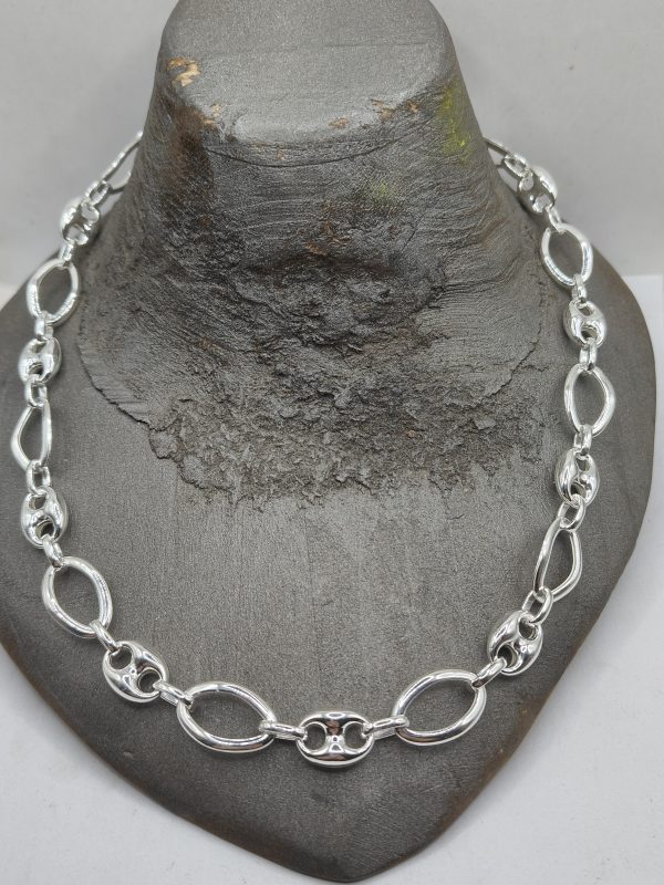 Sterling silver 50cm Gucci and oval link necklace