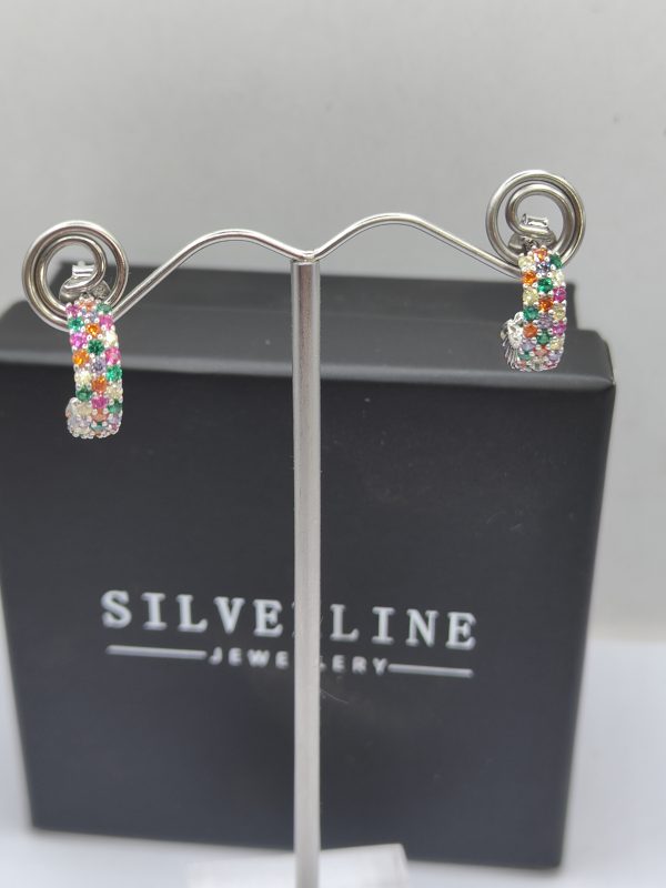 Sterling silver 15mm multicolour cz hoops