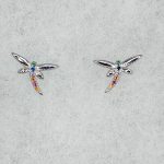 Sterling silver 10mmx7mm multicolour dragonfly stud earrings