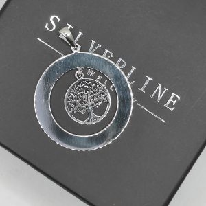 Sterling silver circle pendant with Tree of Life