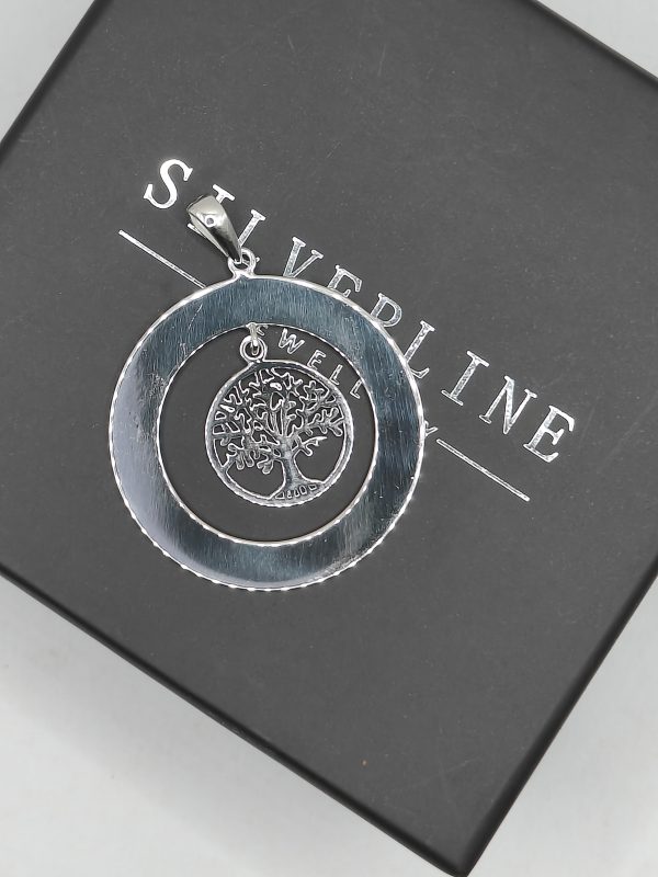 Sterling silver circle pendant with Tree of Life