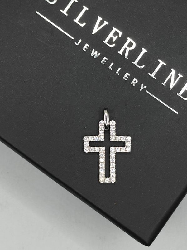 Sterling silver cross with cubic zirconia detail