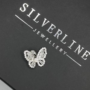 Sterling silver butterfly pendant decorated with cubic zirconia