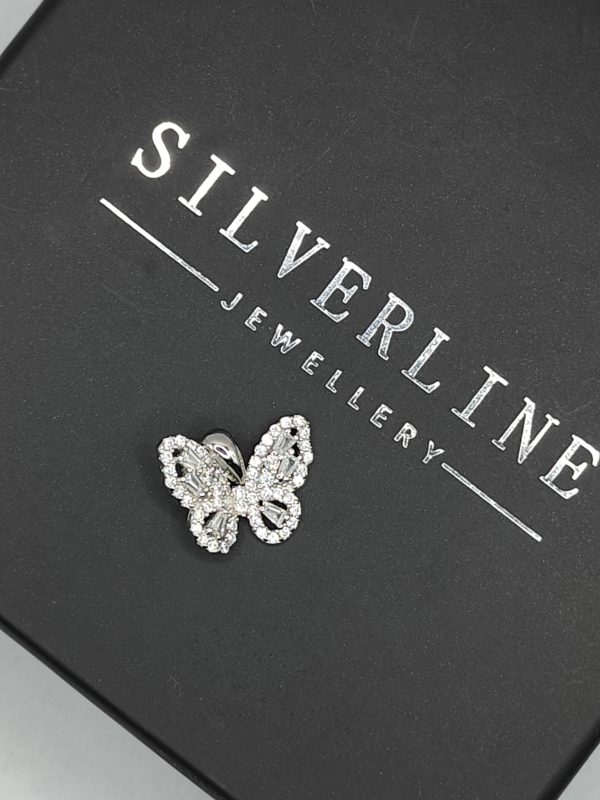 Sterling silver butterfly pendant decorated with cubic zirconia