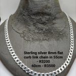 Sterling silver 8mm flat curb link chain