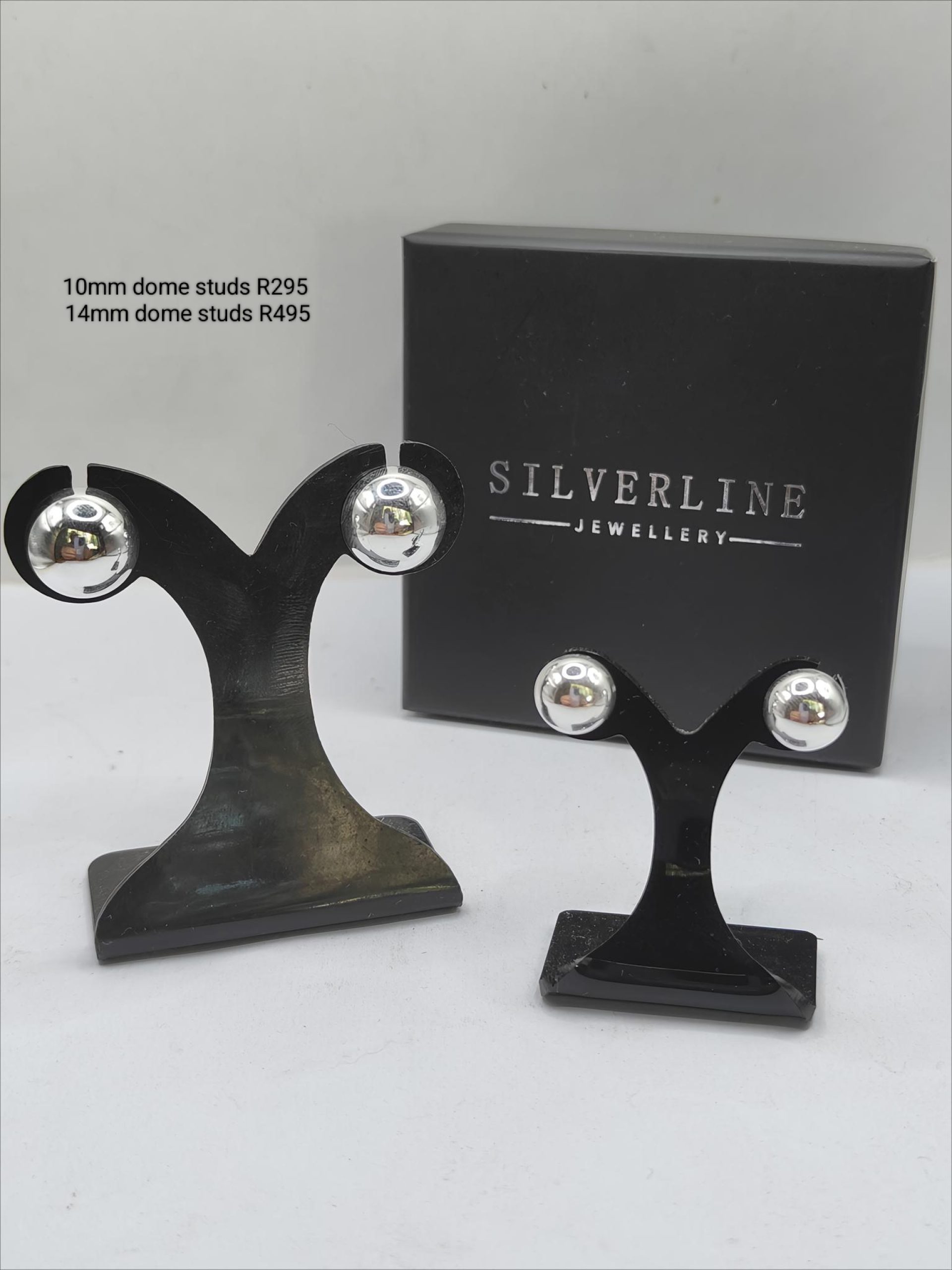 Sterling silver dome stud earrings in 10mm or 14mm