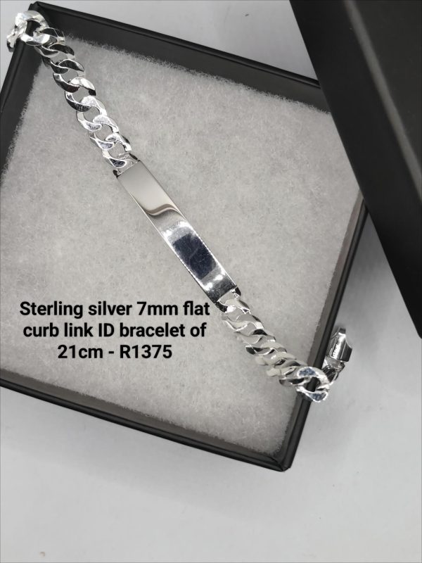 Sterling silver 7mm curb link ID bracelet