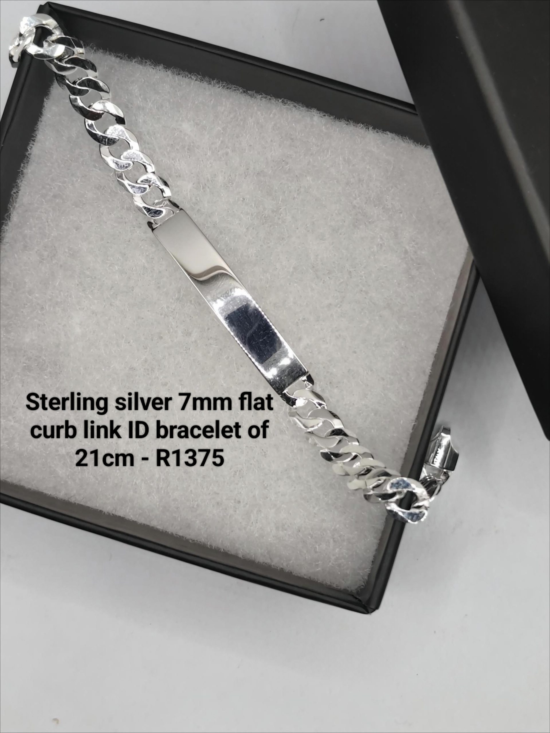 Sterling silver 7mm curb link ID bracelet