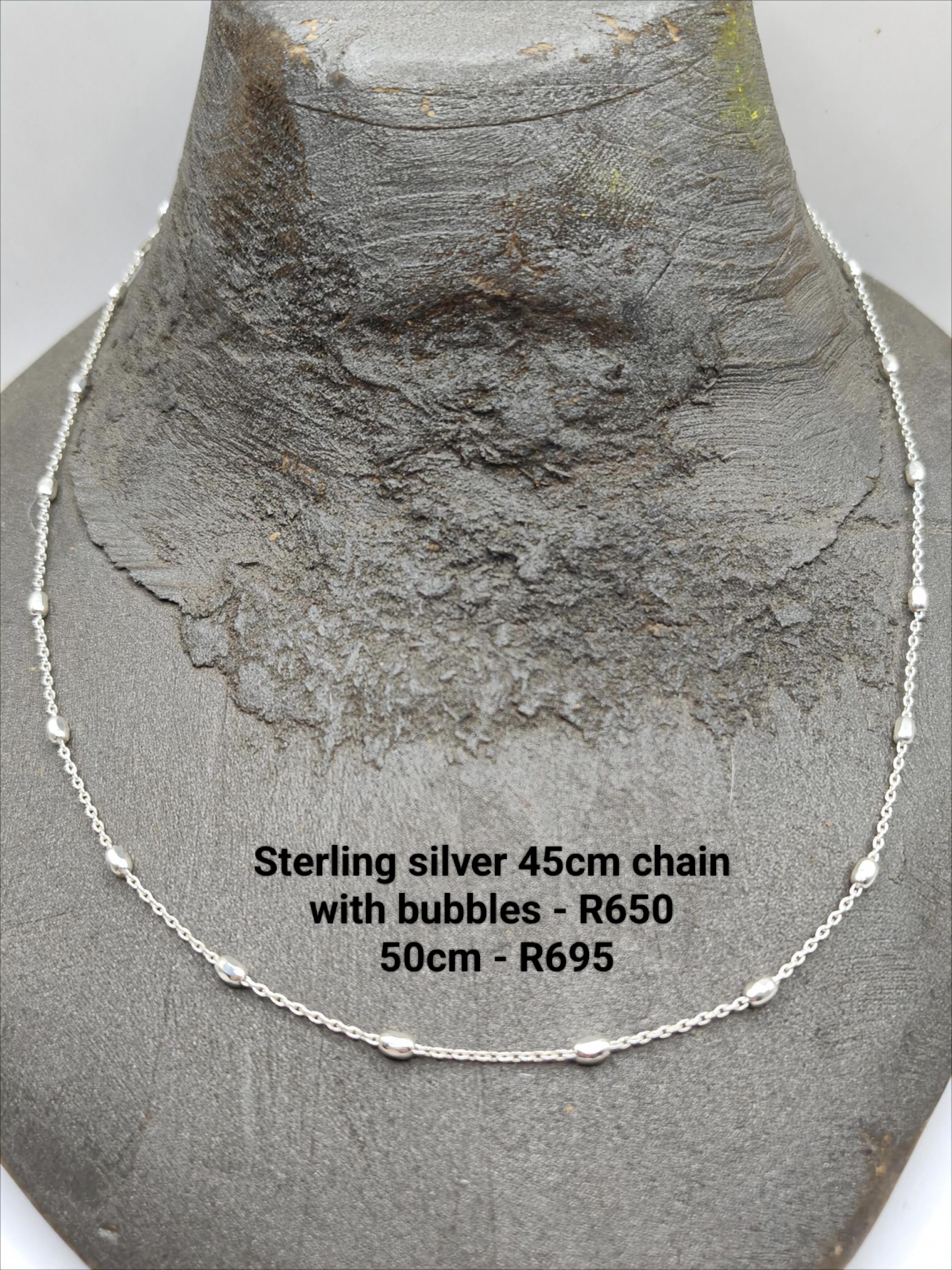 Sterling silver chain with bubbles in 45cm and 50cm