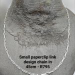 Sterling silver small paperclip link 45cm chain