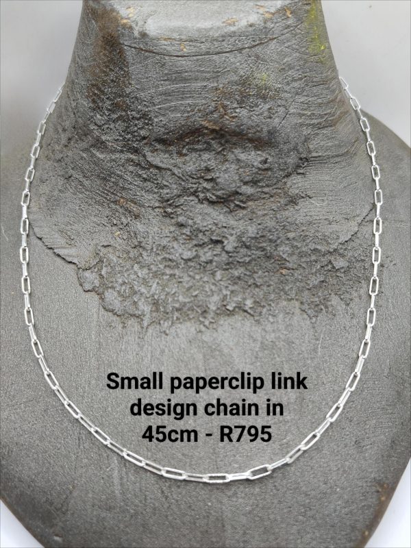 Sterling silver small paperclip link 45cm chain