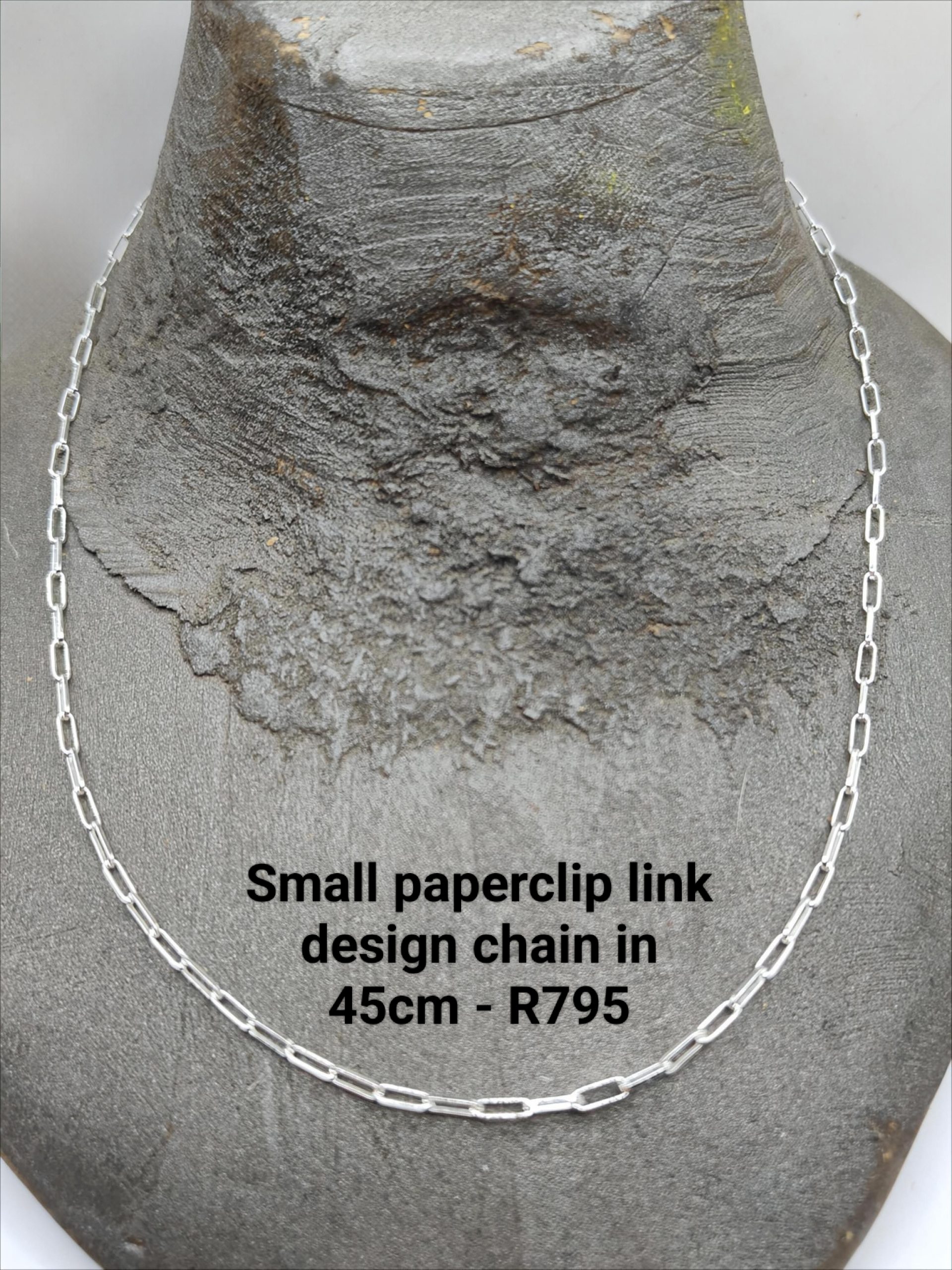 Sterling silver small paperclip link 45cm chain
