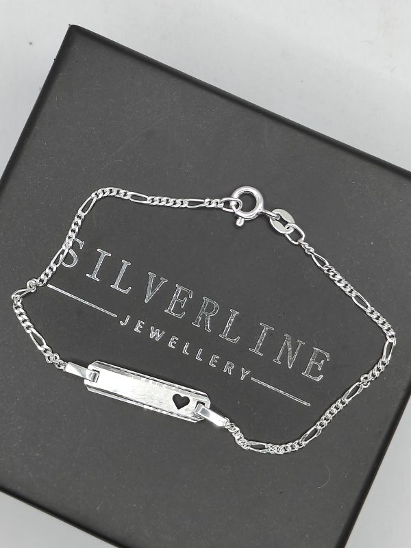 Sterling silver 7.5cm ID bracelet with cutout heart for little ones