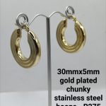 Gold plated stainless steel chunky hoops