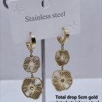 Total drop 5cm gold plated stainless steel lily earrings