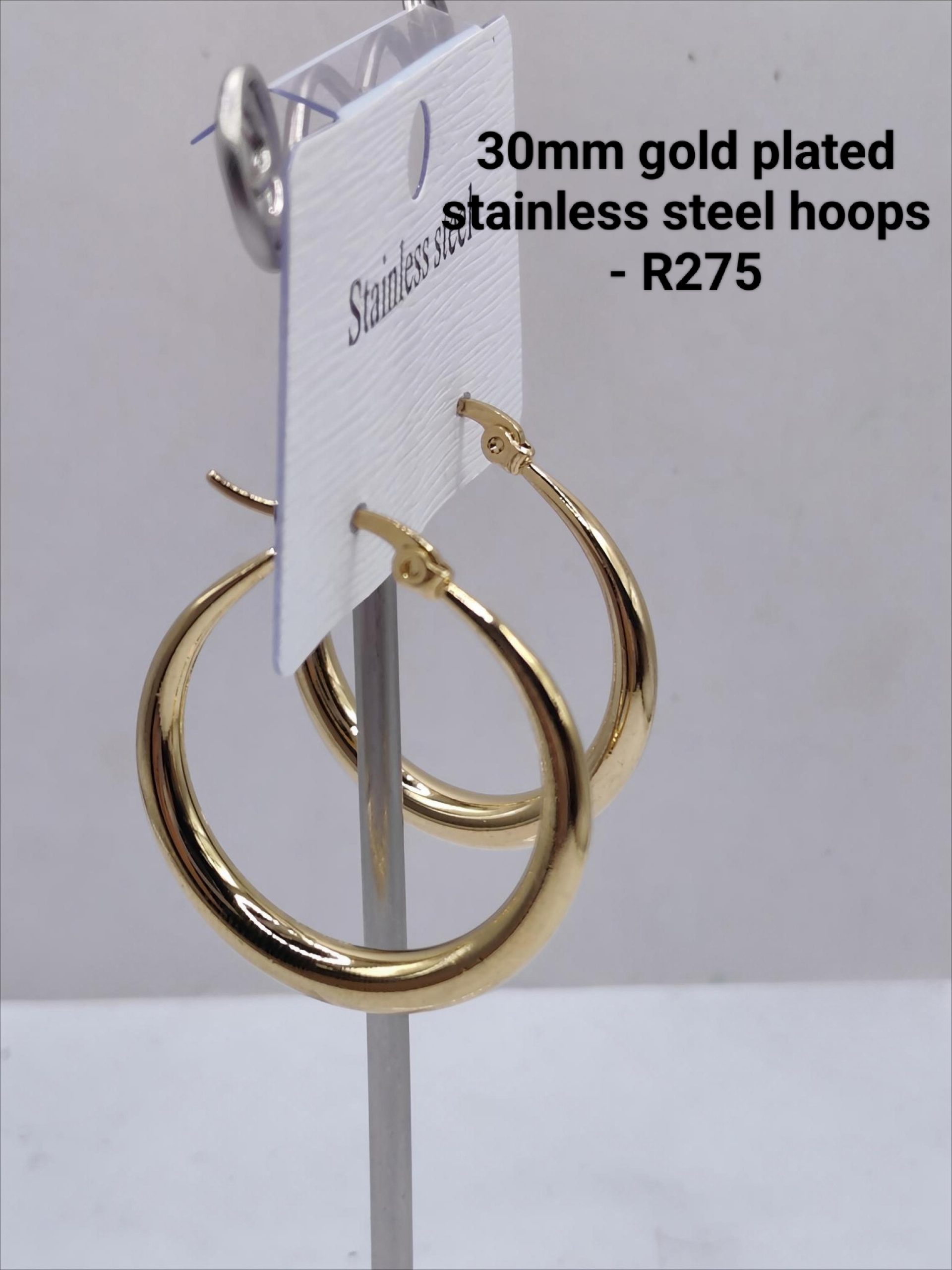 30mm gold plated stainless steel hoops