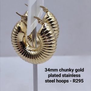 Chunky gold plated stainless steel hoops