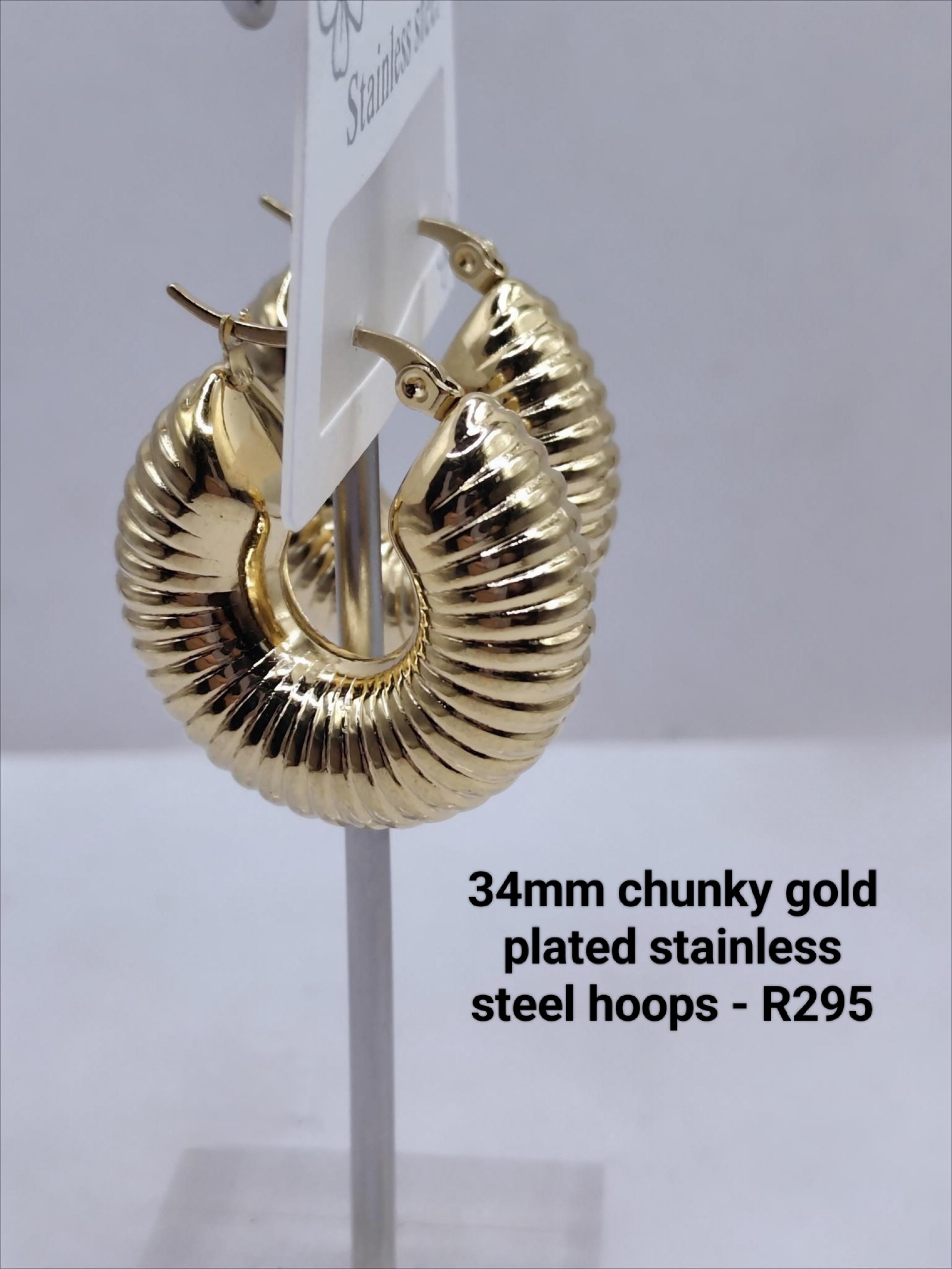 Chunky gold plated stainless steel hoops