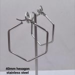 40mm stainless steel hexagon hoop earrings