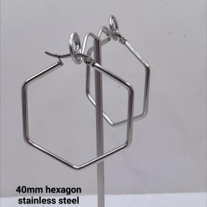 40mm stainless steel hexagon hoop earrings