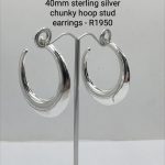 Sterling silver 40mm chunky hoop earrings