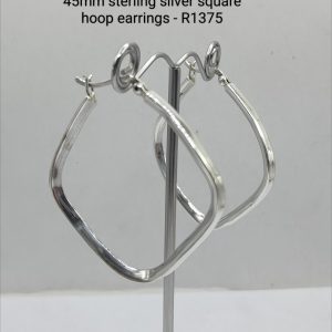 Sterling silver 45mm square hoop earrings