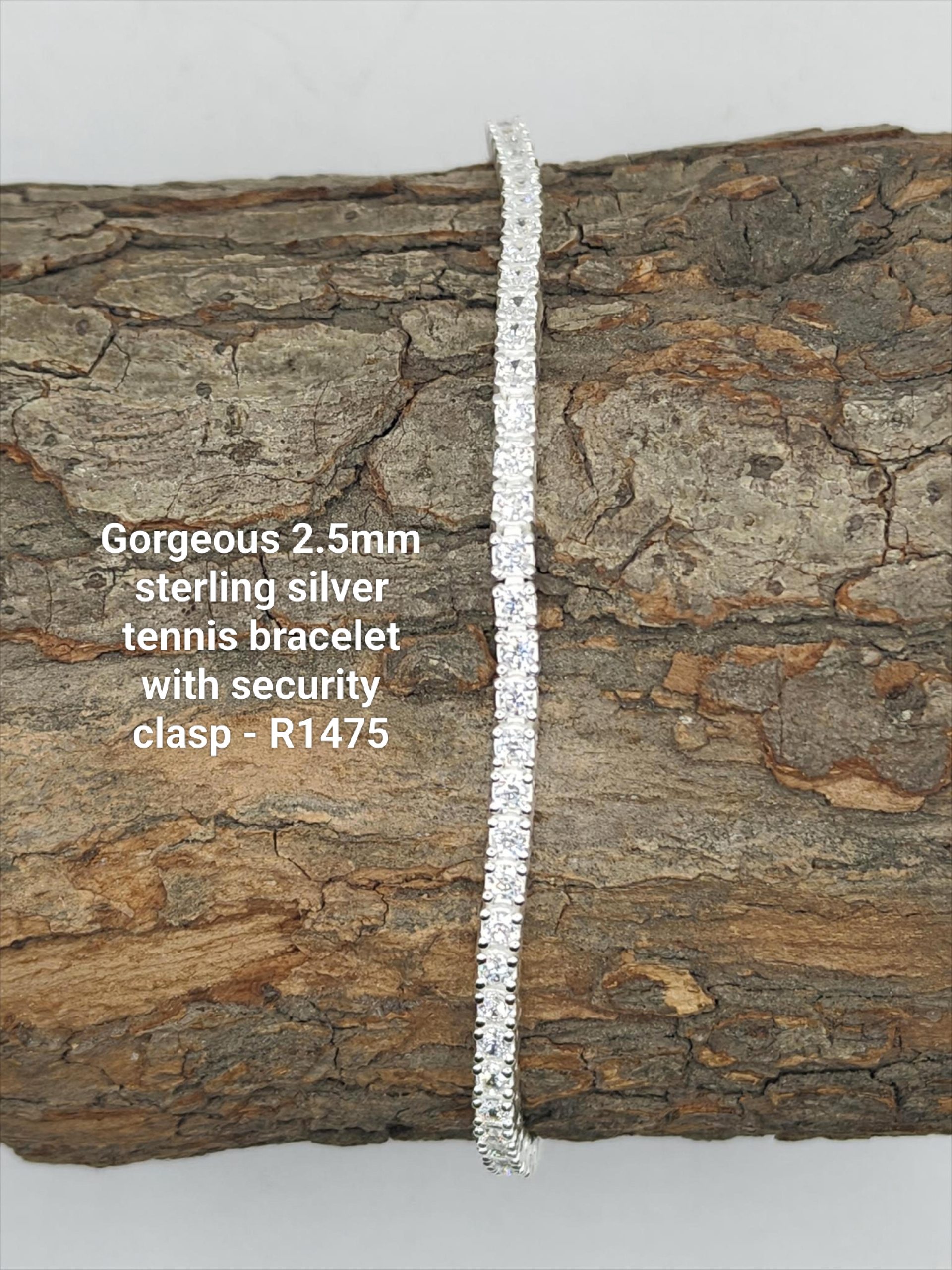 Sterling silver 2.5mm tennis bracelet