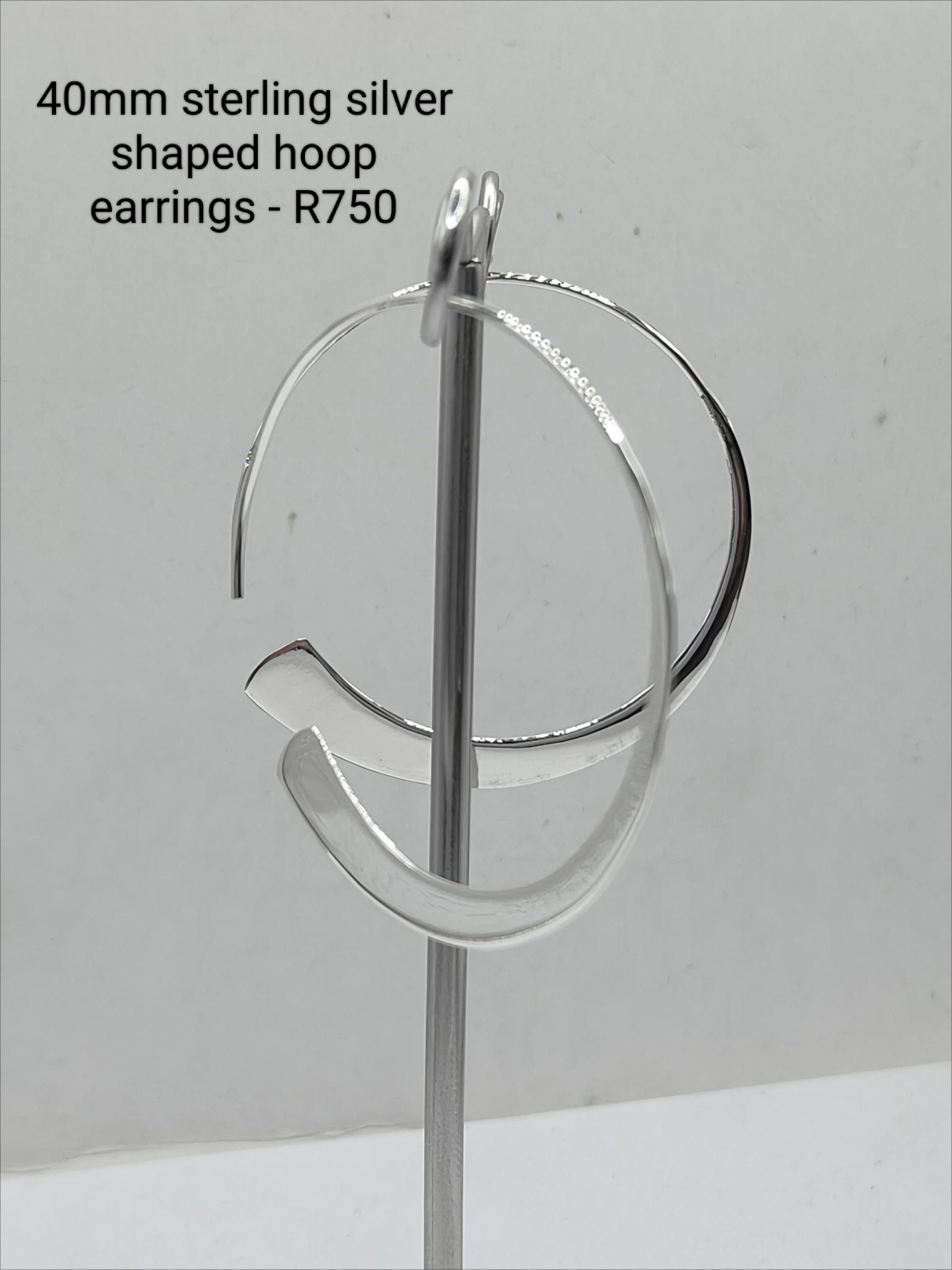 Sterling silver shaped hoop earrings