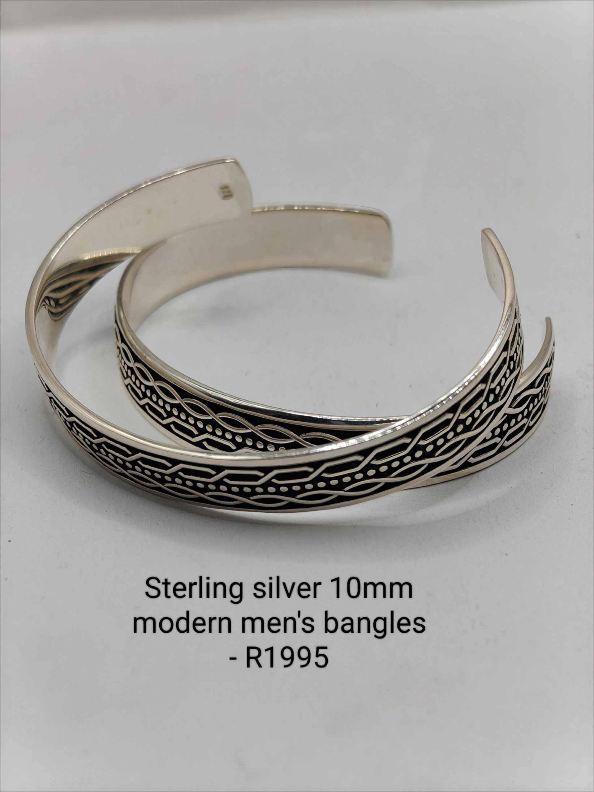 Sterling silver 10mm modern men's bangles